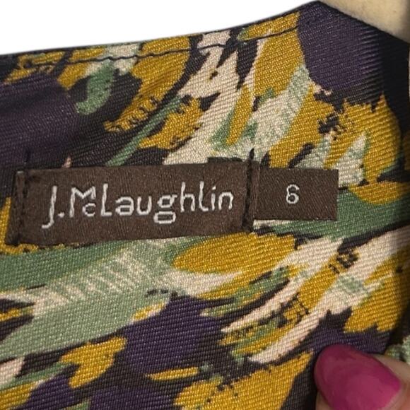 J. McLaughlin Giovanna Silk-Blend Maxi Dress Women's 6 Floral Flutter Sleeve - Picture 4 of 8